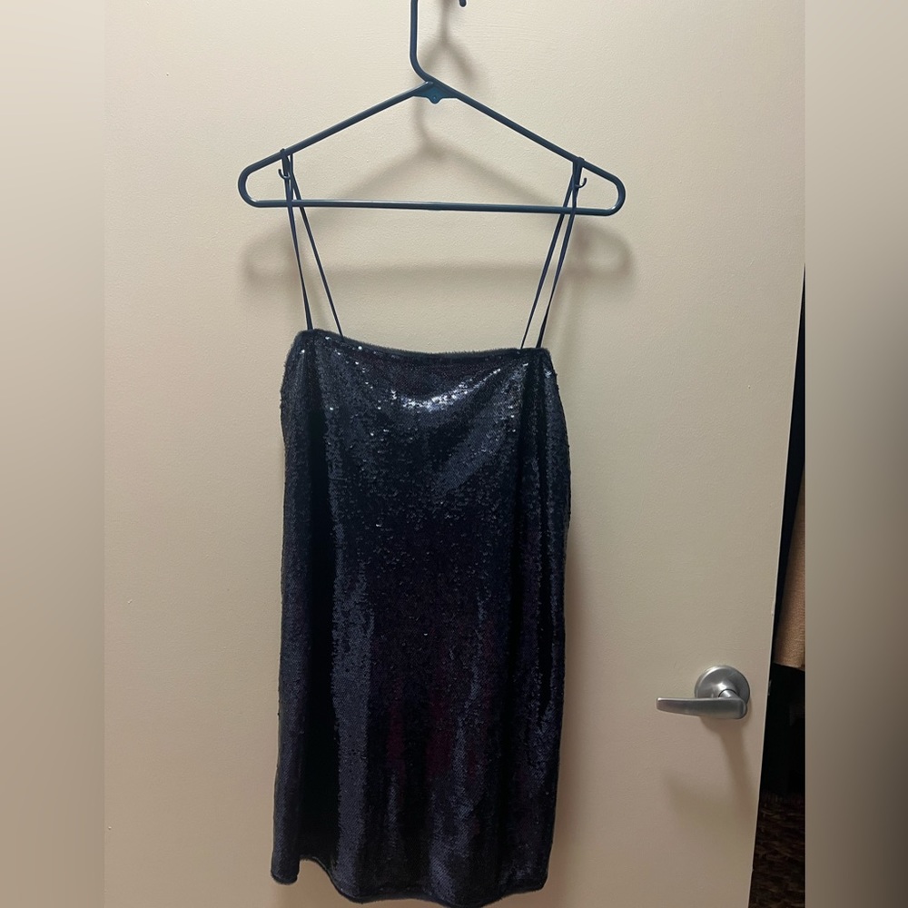 Navy Sequined Mini Dress